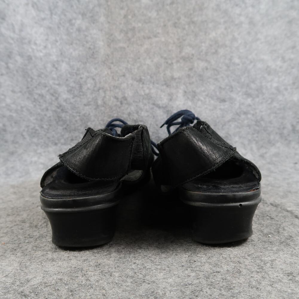 Rieker Shoes Womens 42 Slingback Closed Toe Lace Up Sandal Black Leather Comfort - Picture 6 of 12
